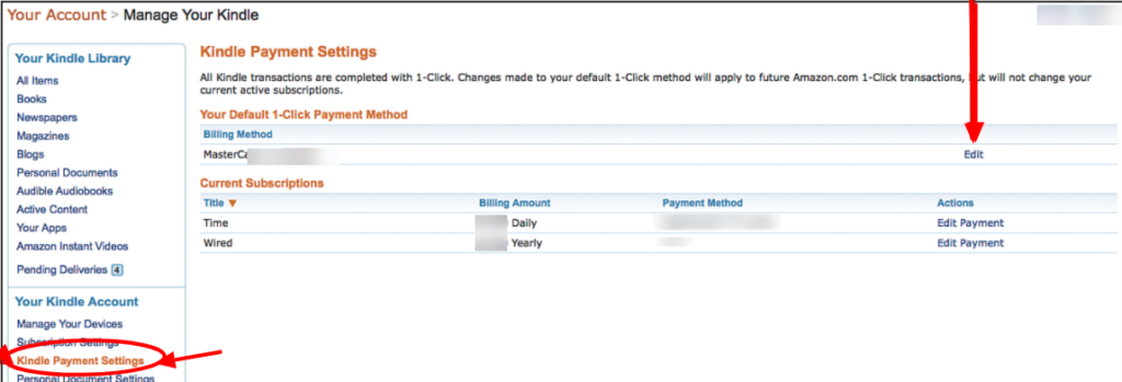 Kindle Payment Method Amazon
